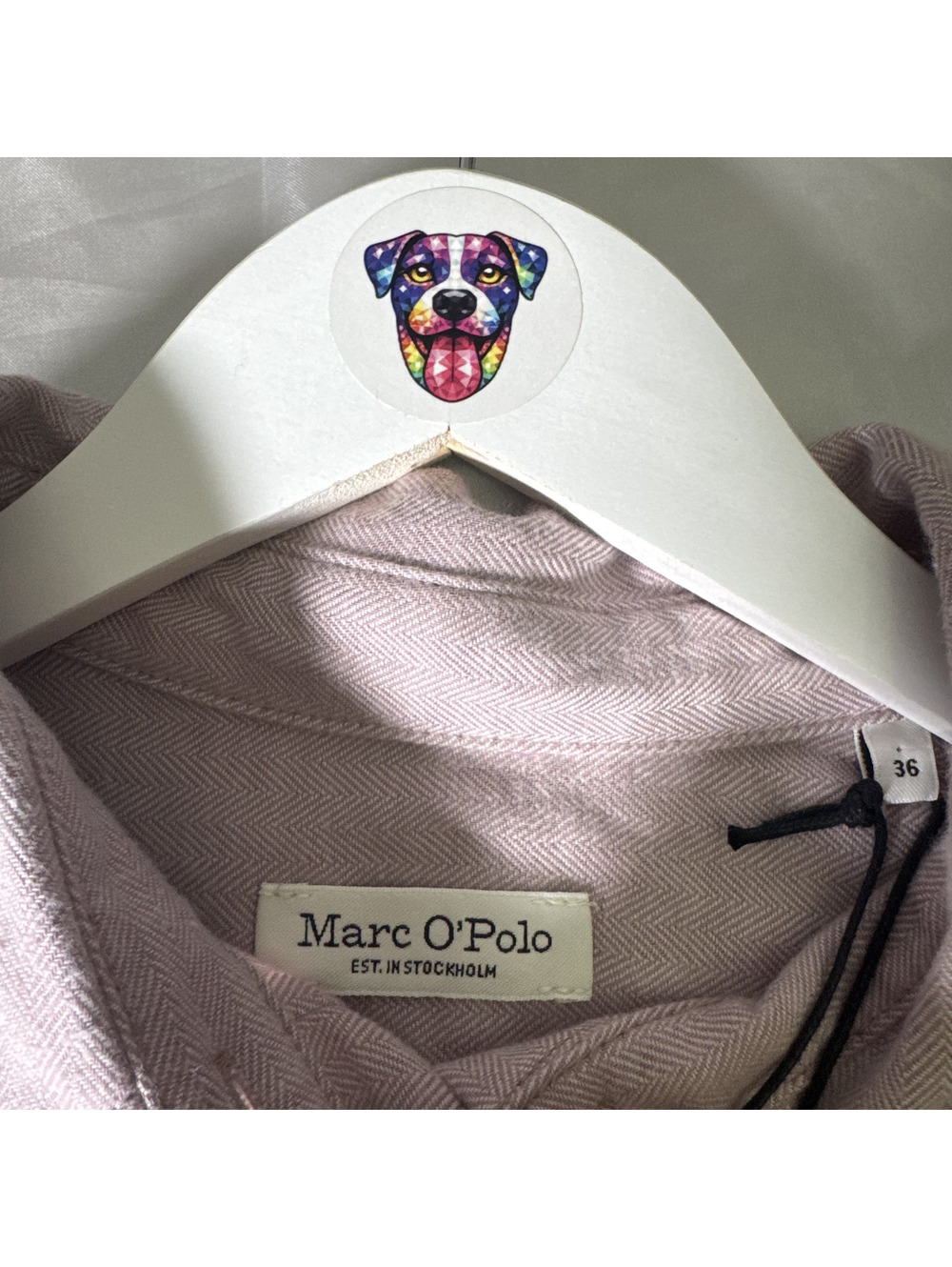 Marc O’Polo Women’s Organic Cotton Herringbone Shirt Size 36 Lilac Europe NWT - Picture 5 of 8